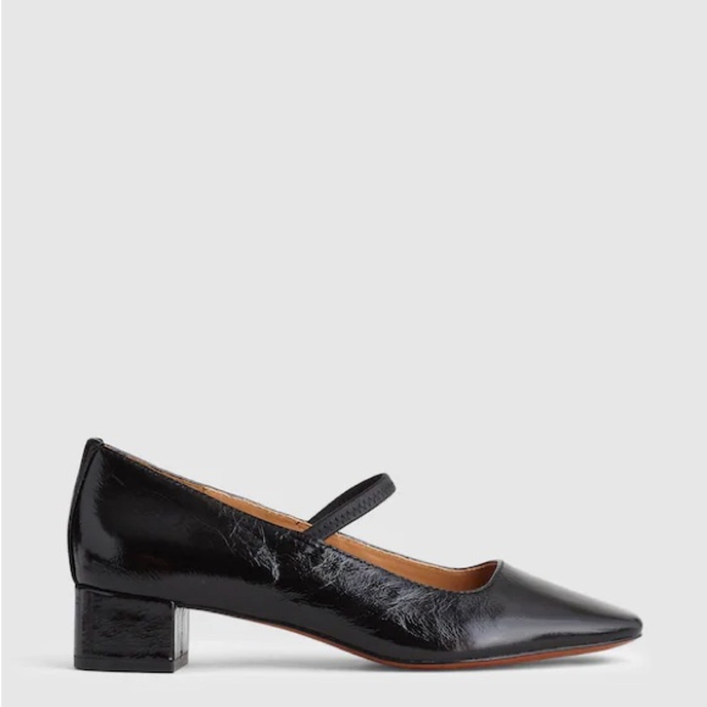 Madewell Black Patent Mary Jane Block Heel